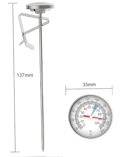 Candy Thermometer Oil Thermometer for Frying with Clip Stainless Steel Deep Fry Thermometers for Sugar Milk Coffee Tea and BBQ Food Temperature Gauge Kitchen Cooking Tool (S) - size: S