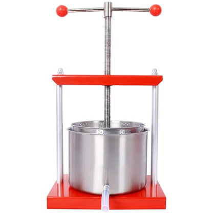 LifeSky Manual Fruit Press 0.53 Gallon: Stainless Steel Barrel Press Machine for Wine Making - T-Handle Manual Juice Press for Home Brewing & Fruit Extraction