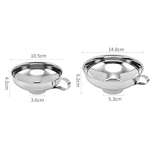 Stainless Steel Canning Funnel Wide Mouth Metal Funnels Large Kitchen Funnel Liquid Powder Transfer Funnel with Handle for Mason Jars Small
