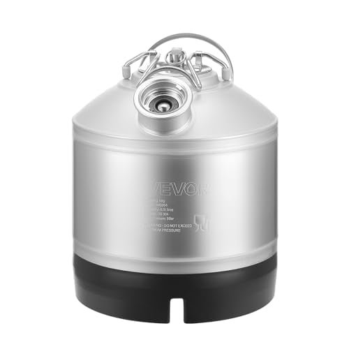VEVOR Cleaning Keg, 1.75 Gallon/6.5L Keg Line Cleaning Kit with D Coupler Connection & Rubber Base, Beer Lines Cleaner Used for Beer Line Cleaning, 304Stainless Steel Kegerator Beers Lines Cleaner Kit - size: 1.75 Gal