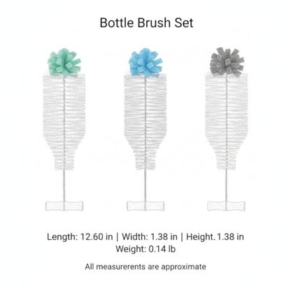 Narrow Neck Bottle Cleaner, Long Handle Stainless Steel Sponge Brush for Slim Containers and Tubes, Green
