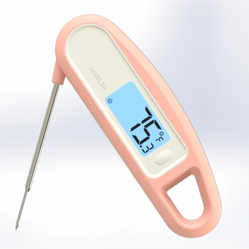 Lavatools PT12B Javelin 2 Ultra Fast Digital Instant Read Meat Thermometer for Grill and Cooking, 3" Probe, Compact Foldable Design, 1.5" Backlight Display, Water Resistant-Rhubarb - color: Rhubarb