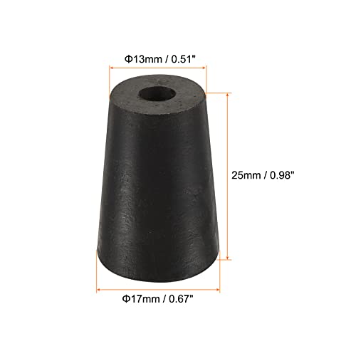 MECCANIXITY Rubber Tapered Plug 13mm to 17mm with Hole Test Tubes Bungs Stopper Black for Lab Home 5 Pieces - size: 13mm - 17mm