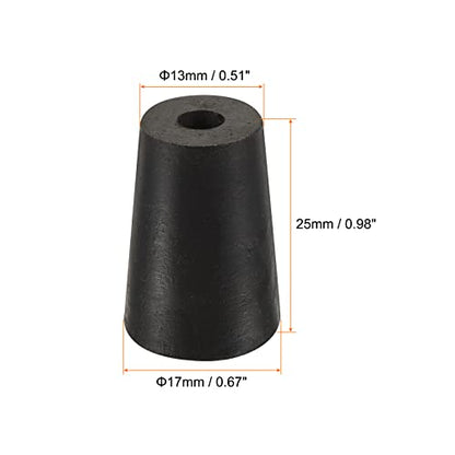 MECCANIXITY Rubber Tapered Plug 13mm to 17mm with Hole Test Tubes Bungs Stopper Black for Lab Home 5 Pieces - size: 13mm - 17mm