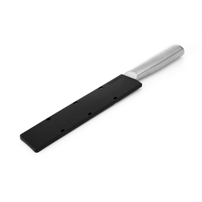 KitchenAid Gourmet Forged Slicer Knife with Custom-Fit Blade Cover, 8-inch, Sharp Kitchen Knife, Japanese Stainless Steel Blade, Brushed Stainless Steel Handle - style: 8-Inch Slicer Knife