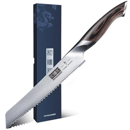 HOSHANHO Bread Knife 8 inch, Japanese High Carbon Stainless Steel Serrated Bread Knife, Professional Bread Cutting Knife for Homemade Bread - size: 8"