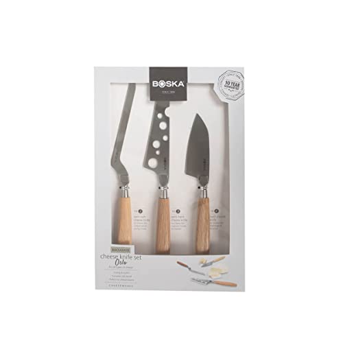 BOSKA 320220 3pc Set with European Oak Wood Handle, Life Collection Cheese Knife, Small - style: 3-Piece Cheese Knife Set