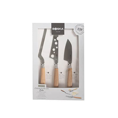 BOSKA 320220 3pc Set with European Oak Wood Handle, Life Collection Cheese Knife, Small - style: 3-Piece Cheese Knife Set