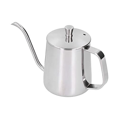 RiToEasysports 304 Stainless Steel Gooseneck Kettle with Thermometer Hole Coffee Pouring Pot Perfect for Hotels Restaurants, 8.6x5.4in (Silver 350ML) - color: Silver 350ML