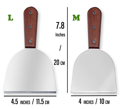 Stainless Steel Slant Grill Griddle Spatula Scraper Diner Flat Straight Blade (L) - size: L