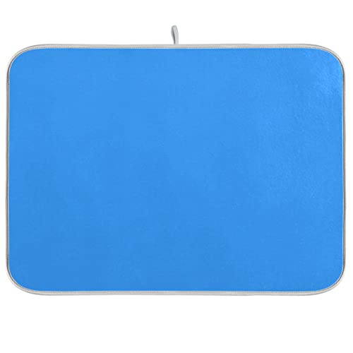 Dish Drying Mat for Kitchen Counter 16 x 18 Inch Absorbent Microfiber Dry Dishes Mats Drainer Mat Sky Blue Dish Drying Pad for Countertops Decor - color: Sky Blue, size: 16 X 18 in