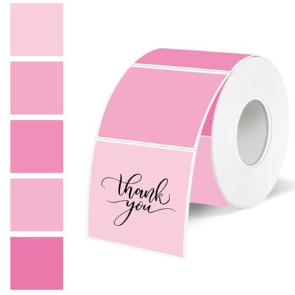 1.5 Inch Square Thermal Label Printer Stickers, Pink Gradient Self-Adhesive Direct Thermal Labels Stickers, Waterproof/Perforation Line Design- 500 Sheets - color: Pink Gradient, size: Square 1.5'' X 1.5''