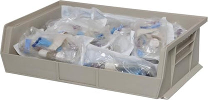 Akro-Mils 30255 AkroBins Plastic Storage Bins, Space-Saving Stackable Bins for Garage, Pantry, Craft Organization, 11" x 16" x 5", Stone, 6-Pack - color: Stone