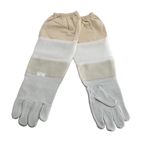 Beekeeping Gloves 2 Pairs Beekeeping Gloves Protective Long Sleeves Ventilated Breathable White Mesh Sheepskin and Cloth for Apiculture Beekeeper Glove for Beekeepers Protected Supplies(XX-Large) - size: XX-Large