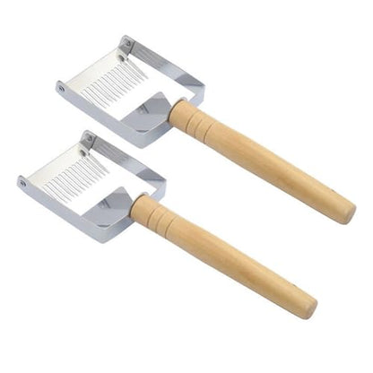 2 Pack Stainless Steel Uncapping Fork with Wooden Handle, Multi-Function Honey Scraper & Uncapping Knife, Adjustable Beekeeping Tool for Honeycomb Processing