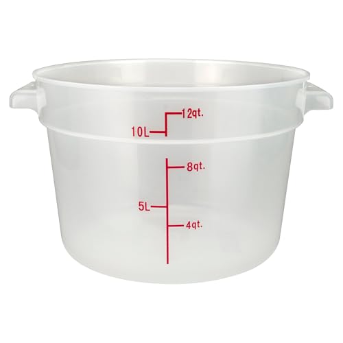 Winco Heavy-Duty Round Food Storage Container, 12 Quart, Translucent