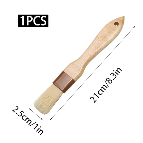 1 Inch Pastry Brushes for Baking, Natural Bristle Basting Brush, Kitchen Oil Brushes for Cooking, BBQ Sauce, Butter(1 Inch)
