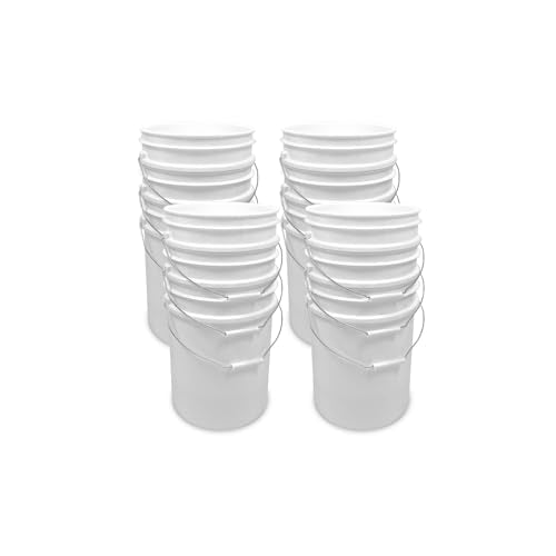 ePackageSupply 5 Gallon Bucket - Food Grade Bucket, Metal Handle Grip, BPA-Free, Heavy-Duty 90 Mil HDPE Plastic Pail, Stackable Utility Container, Made in USA, Lid Not Included, White, 12 Packs - color: White, size: 12 Packs
