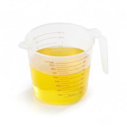 Professional Kitchen Measuring Cup, 4-Cup/32oz Capacity, Clear BPA-Free Plastic, Dual Scale Markings, Microwave Safe with Easy-Pour Spout and Ergonomic Handle for Cooking and Baking