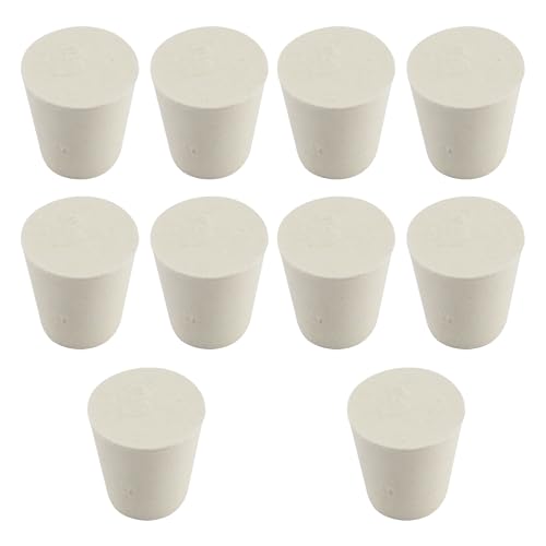White Tapered Shaped Solid Rubber Stopper, Size 3#" 0.9x0.7x1inch / 23x17x26mm, 10 per Package - size: 3#,10pcs