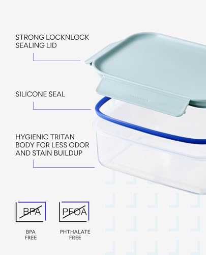 LocknLock Classic-Plus Plastic Food Storage Container | Airtight Plastic Food Storage Containers with Lids | BPA Free Stackable Food Storage for Meal Prep, Leakproof, Freezer & Dishwasher Safe, 3.8L - size: 3.8L