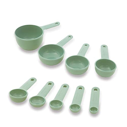 KitchenAid Universal Easy To Read Measuring Cup and Spoon Set with Soft Grip Handle for Maximum Control, Hang Hole and Nesting For Easy Storage, Dishwasher Safe, 9 Piece, Pistachio - color: Pistachio