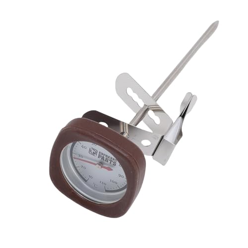 Instant Read Pocket Milk Frothing Thermometer with Clip, 304 Stainless Steel, Square Shape, Black, for Chocolate and Coffee Drinks (Brown) - color: Brown