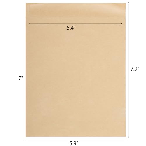 Kraft Paper Treats Bags - 200 Pcs Brown Flat Wax-lined Packing Bags for Bakery Cookies, Bread, Snacks (5.9 x 7.9 inch) - size: 5.9x7.9 inch-200pcs