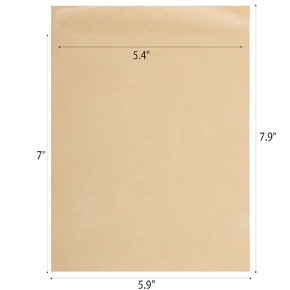 Kraft Paper Treats Bags - 200 Pcs Brown Flat Wax-lined Packing Bags for Bakery Cookies, Bread, Snacks (5.9 x 7.9 inch) - size: 5.9x7.9 inch-200pcs