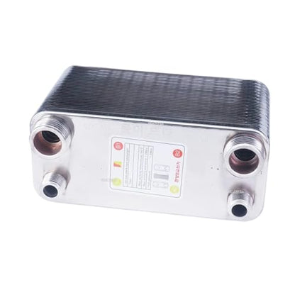32 Plate Stainless Steel Heat Exchanger Wort Chiller, SUS 304 Homebrew Cooling Cooler, 1/2" & 1" BSPT Male Ports