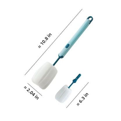 Bottle Brush Long Handle Cup Cleaner Brush Sponge Bottle Scrubber Detachable Handle Portable Sponge Cleaning Brush for Cups Wine Glasses Water Bottles Baby Bottles and Vacuum Flasks (Blue) - color: Blue