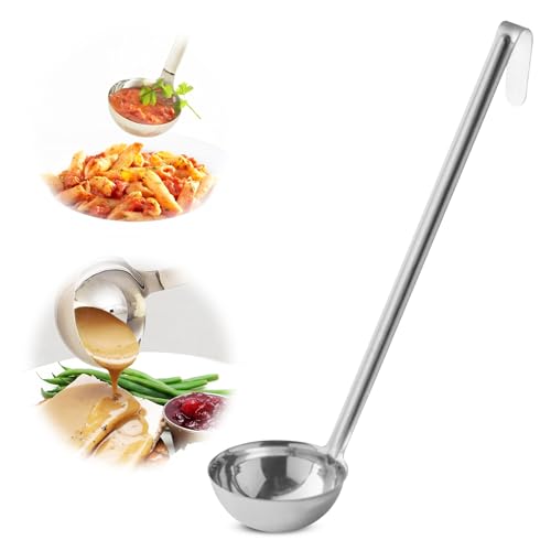 Ladle - Durable Stainless Steel Ladle Serving Measuring Soup Dressing Sauce Gravy Sturdy Dependable Long Handle for Kitchen (1, 6 Oz.) - size: 6 Oz.