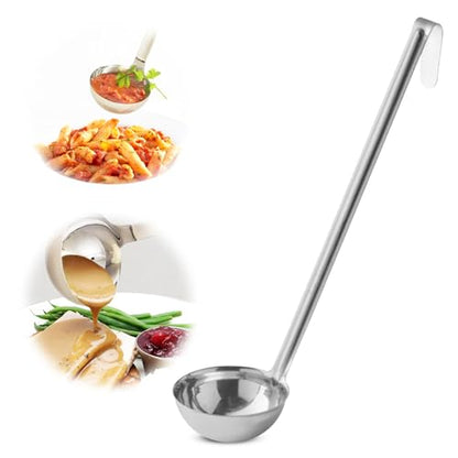 Ladle - Durable Stainless Steel Ladle Serving Measuring Soup Dressing Sauce Gravy Sturdy Dependable Long Handle for Kitchen (1, 6 Oz.) - size: 6 Oz.