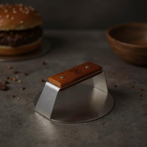Unbreakable Smash Burger Press 6" – Heavy-Duty Stainless Steel Burger Smasher with Handmade Custom Wood Handle, Rust-Proof Press for Crispy Burgers, Bacon & Griddle Cooking
