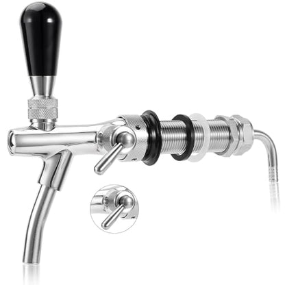 Upgraded Adjustable Beer Faucet, Stainless Steel Core Brass Body Keg Tap Faucet Draft Beer Tap Faucet with Flow Control Adjustable Beer Keg Tap O.D 5/16" Barb Keg Faucet for Home Brewing