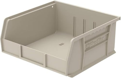 Akro-Mils 30235 AkroBins Plastic Storage Bins, Space-Saving Stackable Bins for Garage, Pantry, Craft Organization, 11" x 11" x 5", Stone, 6-Pack - color: Stone