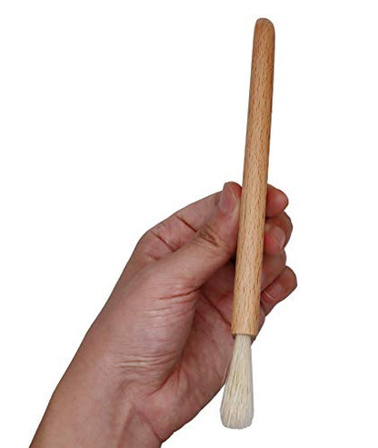 Exceliy 2 Sets Pastry Brushes with Wooden Handle Natural Bristles for Basting Spreading Butter Oil in Barbecue Baking Kitchen Cooking