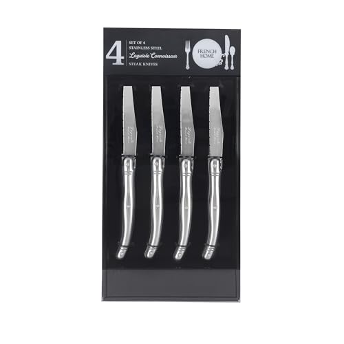 French Home Laguiole Connoisseur 4-Piece Stainless-Steel Steak Knife Set - color: Silver/Stainless-Steel