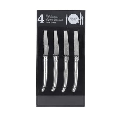 French Home Laguiole Connoisseur 4-Piece Stainless-Steel Steak Knife Set - color: Silver/Stainless-Steel