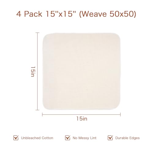 Precut Cheesecloth, 15 x 15'' 4 Pack, Grade 100,Reusable Ultra Fine Cloth Strainer for Straining, Cooking & Juicing, 100% Unbleached Cotton Cheese Cloth for Making Cheese,Washable - size: 15x15'' 4 Pack