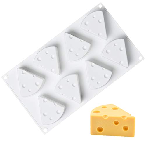OCPO KITCHEN Cheese Silicone Baking Mold for Mousse Cake, CheeseCake, French Dessert, Pastry, Chocolate, Ice Cream, Pudding, Cake Decoration Mold, 3D Cheese Shape (8-Cavity) - style: Cheese (8-Cavity)