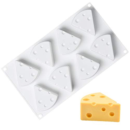 OCPO KITCHEN Cheese Silicone Baking Mold for Mousse Cake, CheeseCake, French Dessert, Pastry, Chocolate, Ice Cream, Pudding, Cake Decoration Mold, 3D Cheese Shape (8-Cavity) - style: Cheese (8-Cavity)