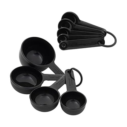 KitchenAid Universal Easy To Read Measuring Cup and Spoon Set with Soft Grip Handle for Maximum Control, Hang Hole and Nesting For Easy Storage, Dishwasher Safe, 9 Piece, Black - color: Black