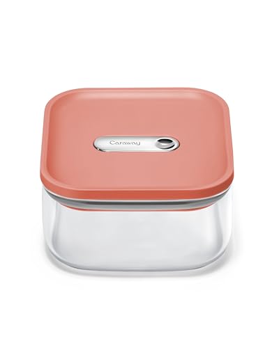 Caraway 1qt Glass Airtight Food Storage Container with Lid – Non-Toxic, BPA-Free Kitchen Storage Container – Stackable, Space-Saving Airtight Container for Dry Goods and More - Perracotta - color: Perracotta, size: 1qt Container