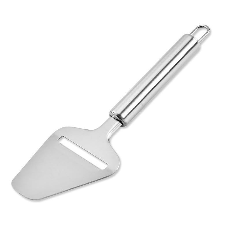 1pcs Stainless Steel Hangable Cheese Knife Heavy Duty Plane Cheese Cutter, Semi-Hard Cheese,Server for Semi-Soft (Silver)