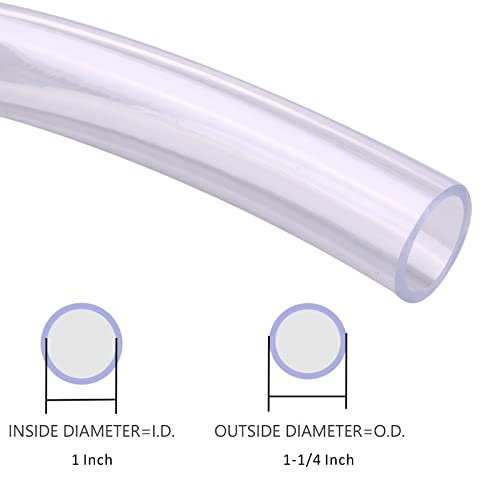 DERNORD PVC Tubing 1"ID X 1 1/4"OD Flexible Clear Vinyl Hose 10 Feet for Food Grade - size: 10 Feet, style: 1"ID X 1 1/4"OD
