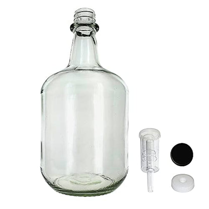 Home Brew Ohio 3L Jug Flint - White Cap with Hole, Econo Three-Piece Airlock, and Black Metal Cap