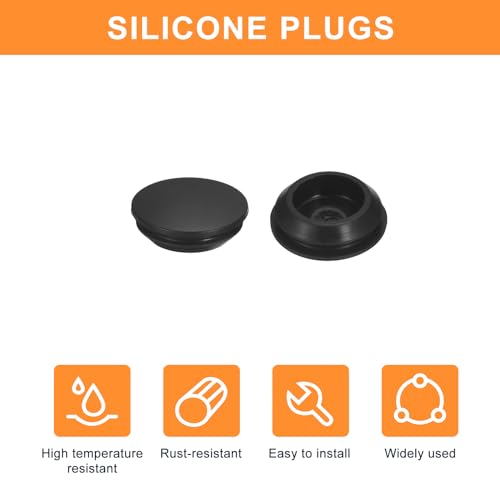 uxcell 8Pcs Silicone Plugs, Rubber Round Snap in Locking Hole Plugs for 20-22mm Hole, Hole Stoppers Waterproof Hole Plug for Metal Tube, Furniture End Caps Inserts, Black - size: 20-22mm