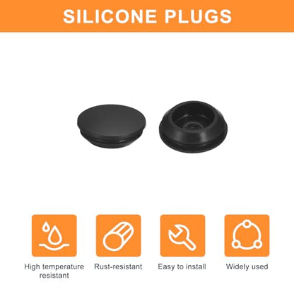 uxcell 8Pcs Silicone Plugs, Rubber Round Snap in Locking Hole Plugs for 20-22mm Hole, Hole Stoppers Waterproof Hole Plug for Metal Tube, Furniture End Caps Inserts, Black - size: 20-22mm