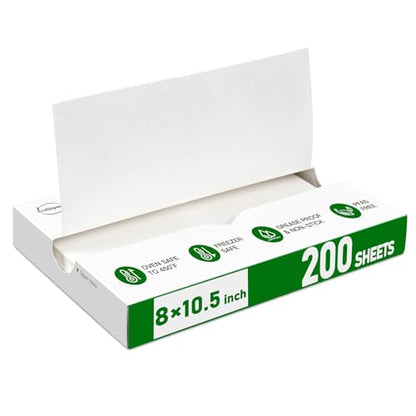 EcoDispose Precut POP UP Deli Paper Sheet Pack of 200, Interfolded Heavy Paper for Food Wrap and Serving (8" x 10-1/2", White） - color: White, size: 8“x10.5”inch